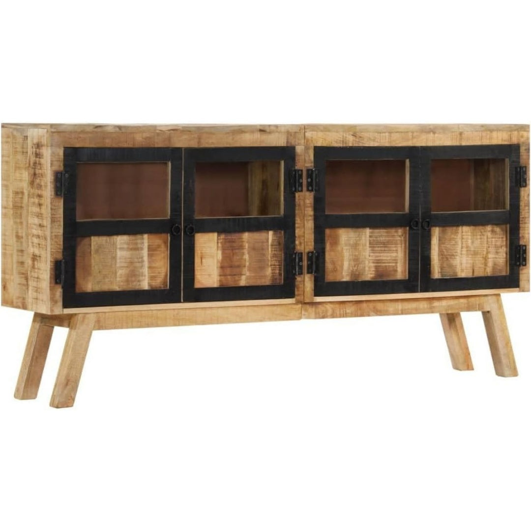 Sideboard in Schwarz und Naturbraun mit geschlossenem Stauraum