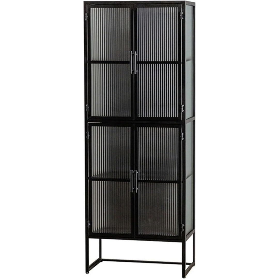 Wandschrank aus Metall und Glas in Schwarz