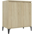 Das Sideboard setzt auf ein Metallgestell aus Holzwerkstoff