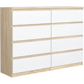 Sideboard mit den Massen 138.6 x 101.5 x 39 cm in Weiss und Eichenbraun