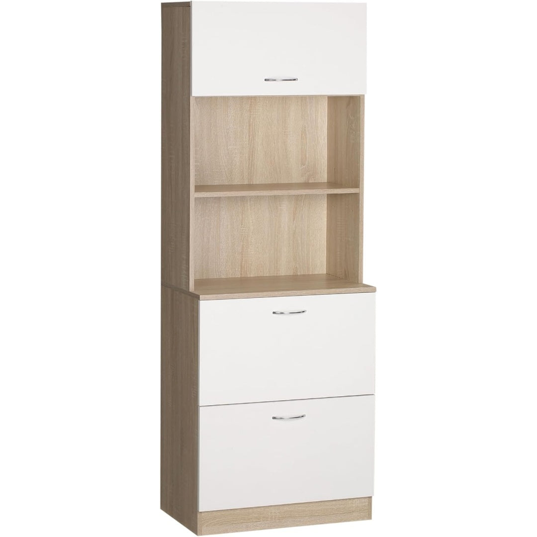 Sideboard verbindet beschichtete Flaechen und offene Ablagen
