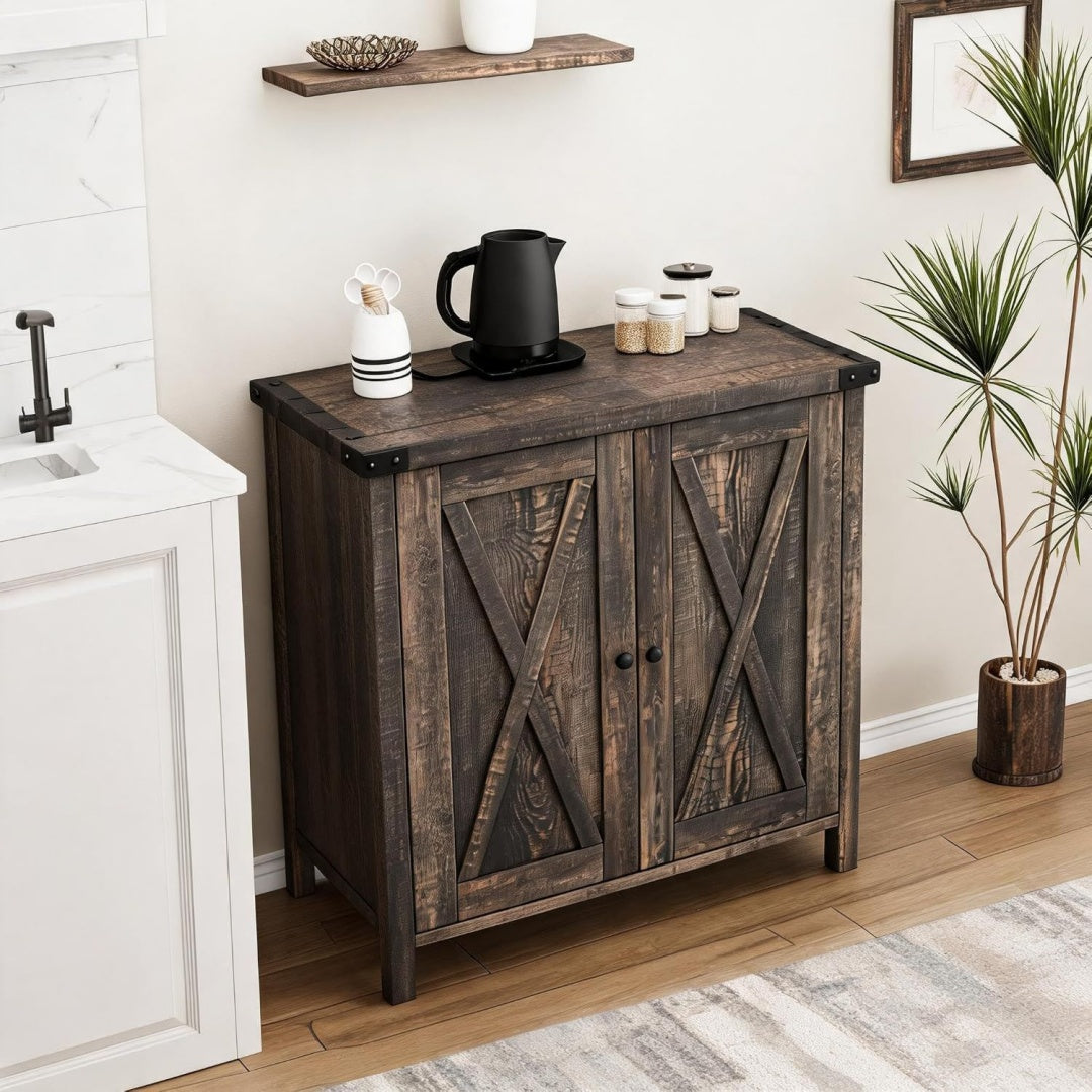 Sideboard verbindet verstellbare Ablagen und offene Ablagen