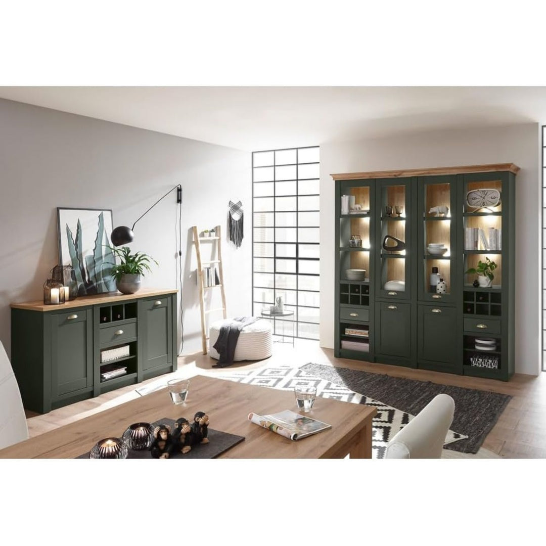 Schubladen praegen das Sideboard in Eichenbraun und Gruen