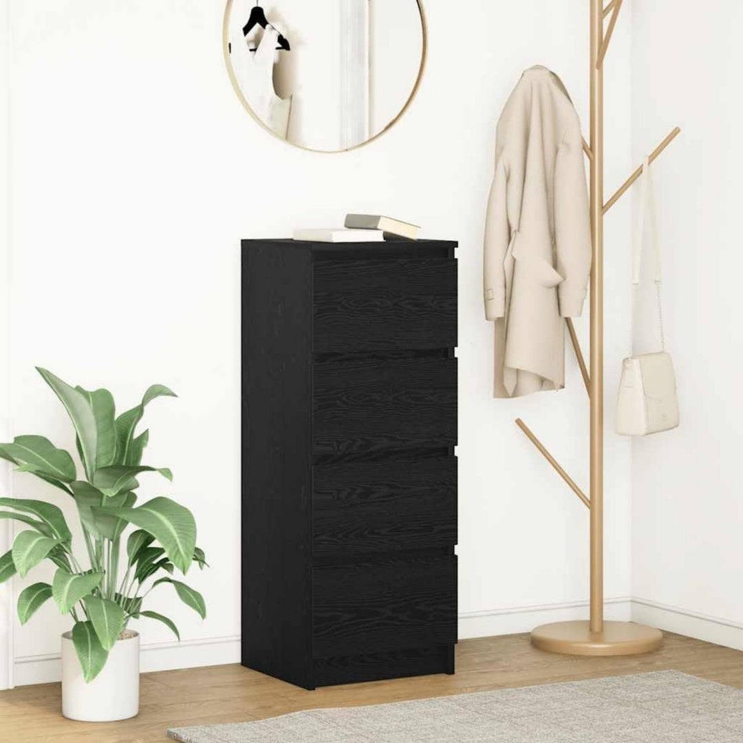 Sideboard mit den Massen 37.5 x 35 x 99 cm in Schwarz und Eichenbraun