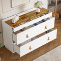 Sideboard aus Holzwerkstoff und Glas mit 6 Schubladen
