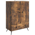 Sideboard aus Samt und Holzwerkstoff mit Holzoptik