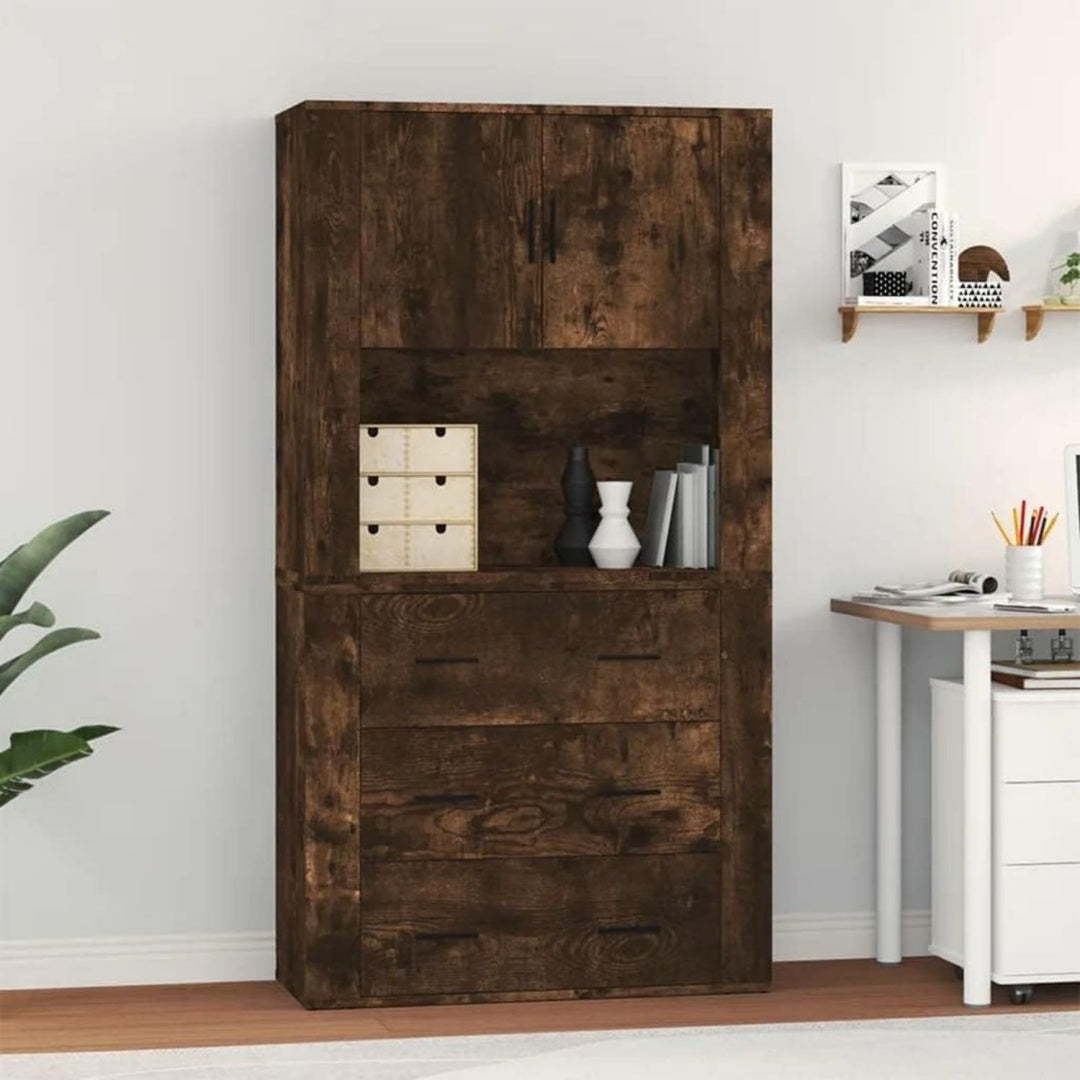 Sideboard aus Holzwerkstoff zeigt offene Ablagen