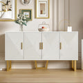 Sideboard mit goldfarbenen Griffen und einem Metallgestell
